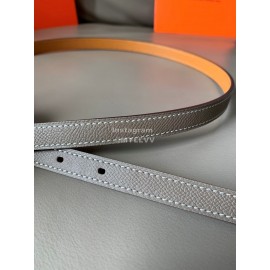 Hermes Epsom Calf Leather Gold Plated Steel Pin Buckle 15mm Belt Gray
