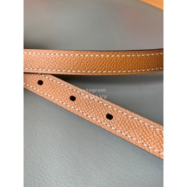 Hermes Epsom Calf Leather Gold Plated Steel Pin Buckle 15mm Belt Brown