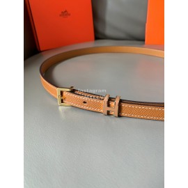 Hermes Epsom Calf Leather Gold Plated Steel Pin Buckle 15mm Belt Brown