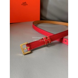 Hermes Epsom Calf Leather Gold Plated Steel Pin Buckle 15mm Belt Red