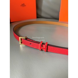 Hermes Epsom Calf Leather Gold Plated Steel Pin Buckle 15mm Belt Red