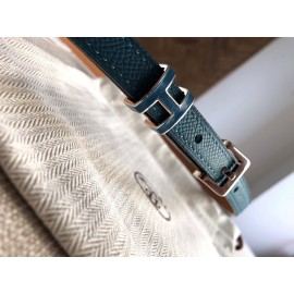 Hermes Calf Leather Gold Plated Steel Pin Buckle 15mm Belt For Women Navy