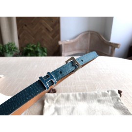 Hermes Calf Leather Gold Plated Steel Pin Buckle 15mm Belt For Women Navy