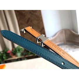 Hermes Calf Leather Gold Plated Steel Pin Buckle 15mm Belt For Women Navy