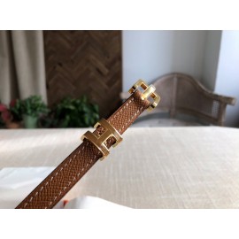 Hermes Calf Leather Gold Plated Steel Pin Buckle 15mm Belt For Women Brown