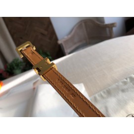 Hermes Calf Leather Gold Plated Steel Pin Buckle 15mm Belt For Women Brown