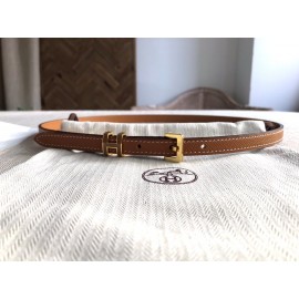 Hermes Calf Leather Gold Plated Steel Pin Buckle 15mm Belt For Women Brown
