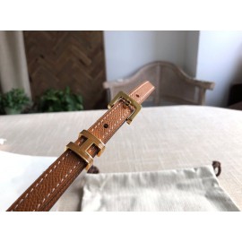 Hermes Calf Leather Gold Plated Steel Pin Buckle 15mm Belt For Women Brown