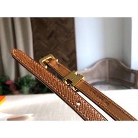 Hermes Calf Leather Gold Plated Steel Pin Buckle 15mm Belt For Women Brown