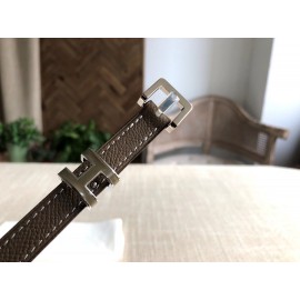 Hermes Calf Leather Gold Plated Steel Pin Buckle 15mm Belt For Women Coffee