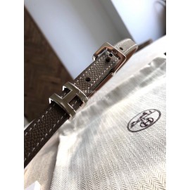 Hermes Calf Leather Gold Plated Steel Pin Buckle 15mm Belt For Women Coffee