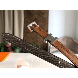 Hermes Calf Leather Gold Plated Steel Pin Buckle 15mm Belt For Women Coffee