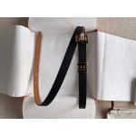 Hermes Calf Leather Gold Plated Steel Pin Buckle 15mm Belt For Women Black