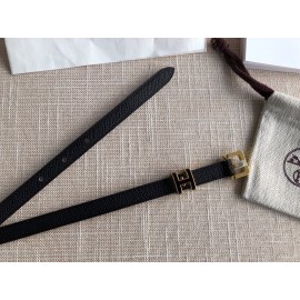 Hermes Calf Leather Gold Plated Steel Pin Buckle 15mm Belt For Women Black