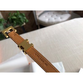 Hermes Calf Leather Gold Plated Steel Pin Buckle 15mm Belt For Women Black