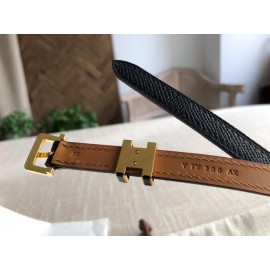 Hermes Calf Leather Gold Plated Steel Pin Buckle 15mm Belt For Women Black