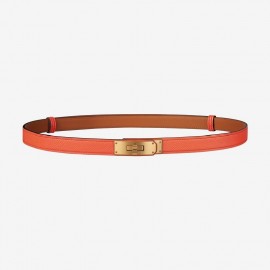 Hermes Fashion Calf Leather Gold Buckle 18mm Kelly Belt Orange