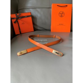 Hermes Fashion Calf Leather Gold Buckle 18mm Kelly Belt Orange