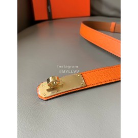 Hermes Fashion Calf Leather Gold Buckle 18mm Kelly Belt Orange