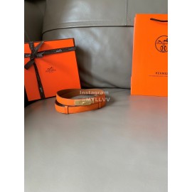 Hermes Fashion Calf Leather Gold Buckle 18mm Kelly Belt Orange