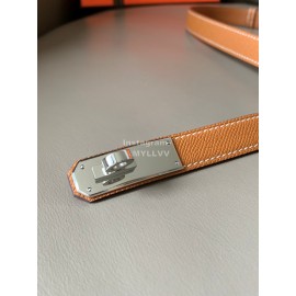 Hermes Fashion Calf Leather Silver Buckle 18mm Kelly Belt 