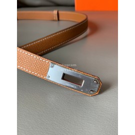 Hermes Fashion Calf Leather Silver Buckle 18mm Kelly Belt 