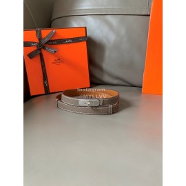Hermes Fashion Calf Leather Silver Buckle 18mm Kelly Belt Gray