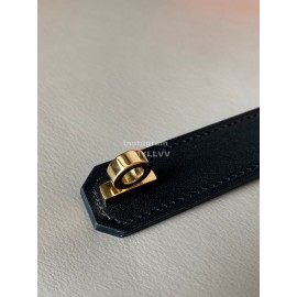 Hermes New Soho Calf Leather Fine Steel Gold Buckle Belt Black