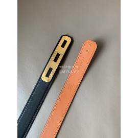 Hermes New Soho Calf Leather Fine Steel Gold Buckle Belt Black