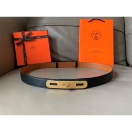 Hermes New Soho Calf Leather Fine Steel Gold Buckle Belt Black