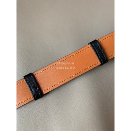 Hermes New Soho Calf Leather Fine Steel Gold Buckle Belt Black