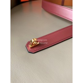 Hermes New Soho Calf Leather Fine Steel Gold Buckle Belt Wine Red