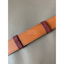 Hermes New Soho Calf Leather Fine Steel Gold Buckle Belt Wine Red