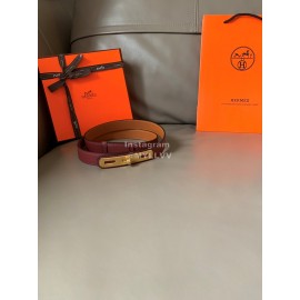 Hermes New Soho Calf Leather Fine Steel Gold Buckle Belt Wine Red
