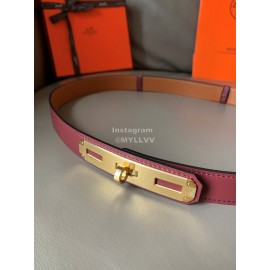 Hermes New Soho Calf Leather Fine Steel Gold Buckle Belt Wine Red
