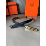Hermes New Soho Black Calf Leather Fine Steel Gold Buckle Belt