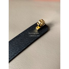 Hermes New Soho Black Calf Leather Fine Steel Gold Buckle Belt