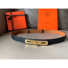 Hermes New Soho Black Calf Leather Fine Steel Gold Buckle Belt