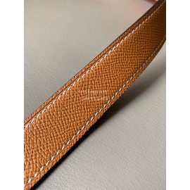 Hermes New Soho Calf Leather Fine Steel Silver Buckle Belt Orange