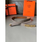 Hermes New Soho Calf Leather Fine Steel Gold Buckle Belt Coffee