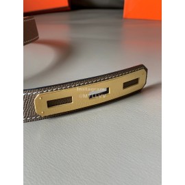 Hermes New Soho Calf Leather Fine Steel Gold Buckle Belt Coffee