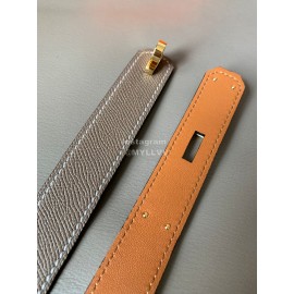Hermes New Soho Calf Leather Fine Steel Gold Buckle Belt Coffee