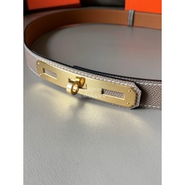 Hermes New Soho Calf Leather Fine Steel Gold Buckle Belt Coffee