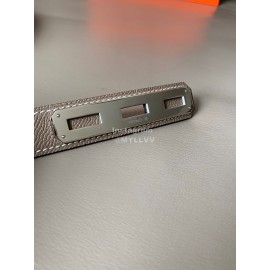 Hermes New Soho Calf Leather Fine Steel Silver Buckle Belt Coffee