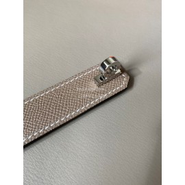 Hermes New Soho Calf Leather Fine Steel Silver Buckle Belt Coffee