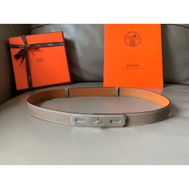 Hermes New Soho Calf Leather Fine Steel Silver Buckle Belt Coffee