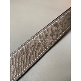 Hermes New Soho Calf Leather Fine Steel Silver Buckle Belt Coffee