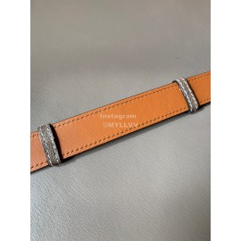 Hermes New Soho Calf Leather Fine Steel Silver Buckle Belt Coffee