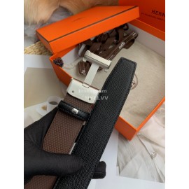 Hermes Double Side Calf Leather Automatic Steel Buckle 35mm Belt For Men