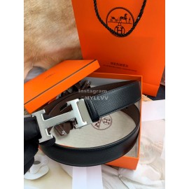 Hermes Double Side Calf Leather Automatic Steel Buckle 35mm Belt For Men